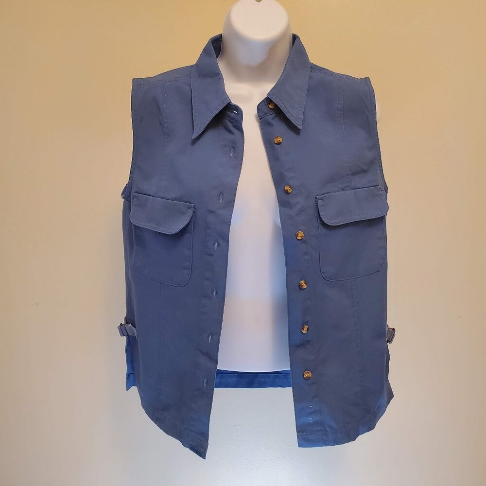 NWT Jordache Jeanswear Blue Canvas Button Down Cotton Utility Vest - (M)